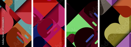 Balance movement geometric backgrounds. Poster collection for wallpaper, business card, cover, poster, banner, brochure, header, website