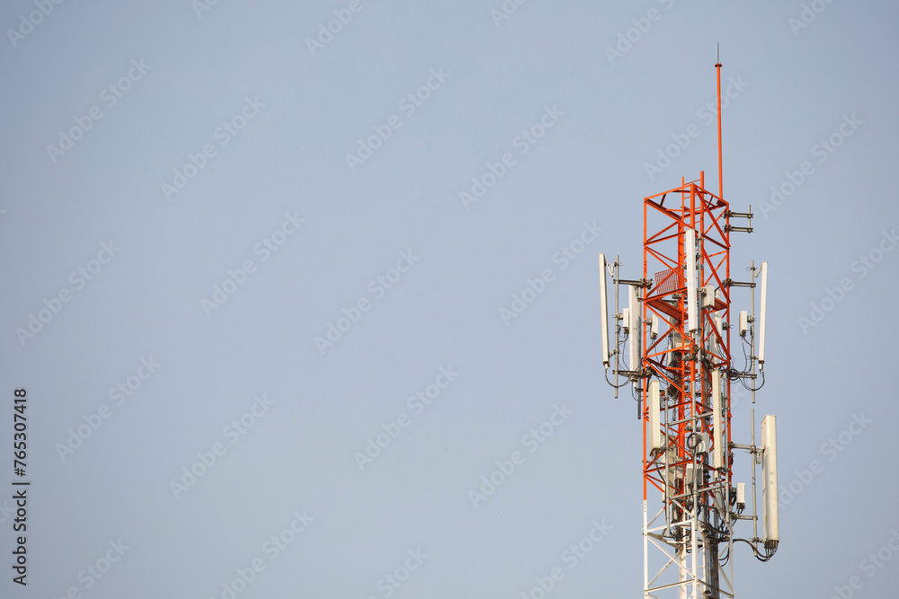 Cell phone tower and high speed internet network. Signal antenna.