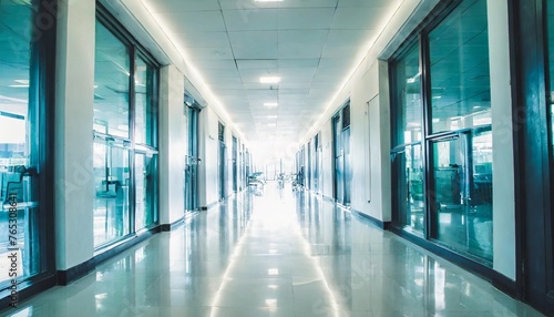 hospital building blur background with light bokeh abstract white hospital office corridor business hallway in modern room hall interior with bright light bokeh blurred background