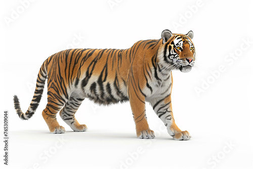 A Tiger 3d render white background. Cute animal vocabulary for kindergarten children concept. photo