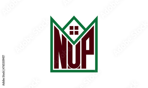 NUP initial letter builders real estate logo design vector. construction, housing, home marker, property, building, apartment, flat, compartment, business, corporate, house rent, rental, commercial photo