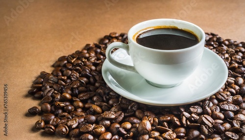 coffee on a brown background with copy space