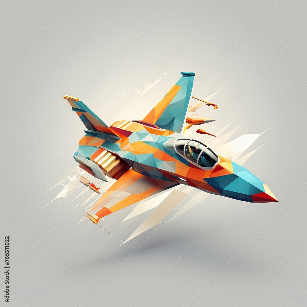 Envisioning the adrenaline-rush of a fighter plane soaring through the air with unparalleled speed low poly Envisioning the adrenaline-rush of a fighter plane soaring through the air with unparalleled speed low poly