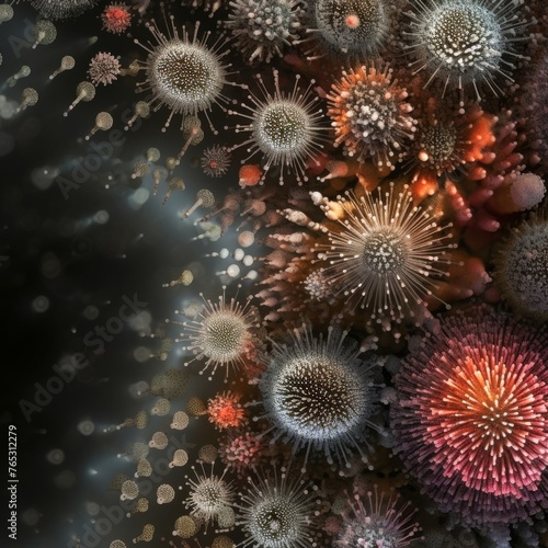 Experiment with blending robotic elements with microscopic organisms in an artistic representation photo