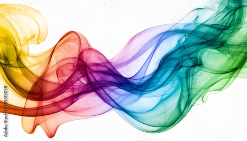 rainbow colorful smoke or abstract wave swirl on white background