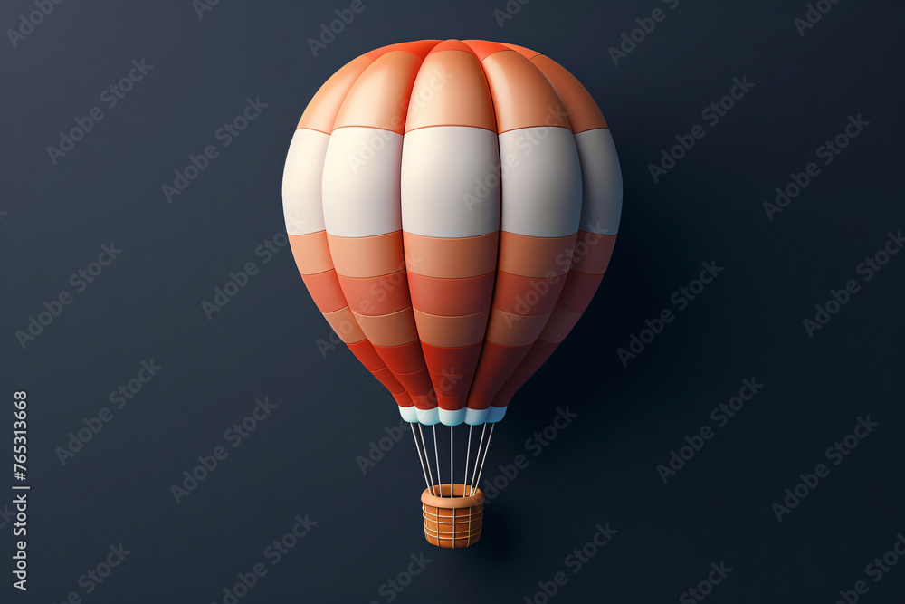 Obraz premium Hot air balloon 3D icon, travel and vacation concept illustration