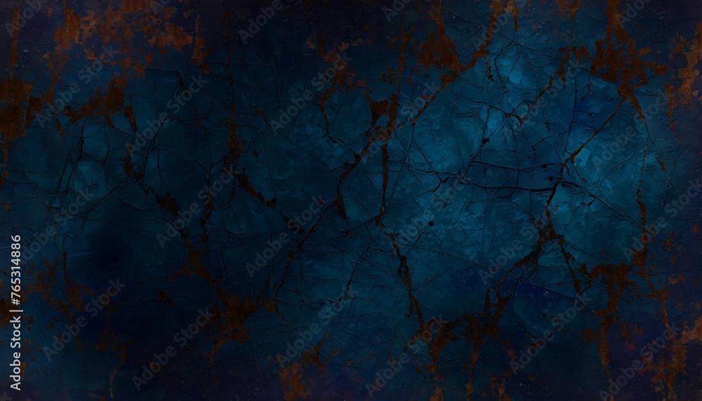 dark background grunge texture design with distressed dark blue rust pattern paint splatter broken cracks and stain