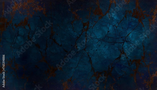 dark background grunge texture design with distressed dark blue rust pattern paint splatter broken cracks and stain