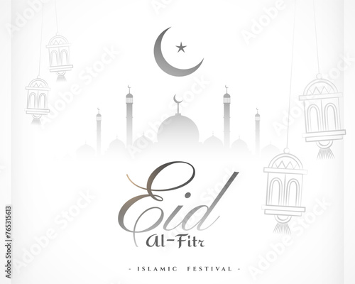 beautiful eid al fitr greeting background with islamic decor