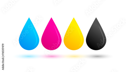 abstract cmyk colors droplet background with shadow effect