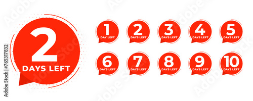 number of days left sticker template in flat style