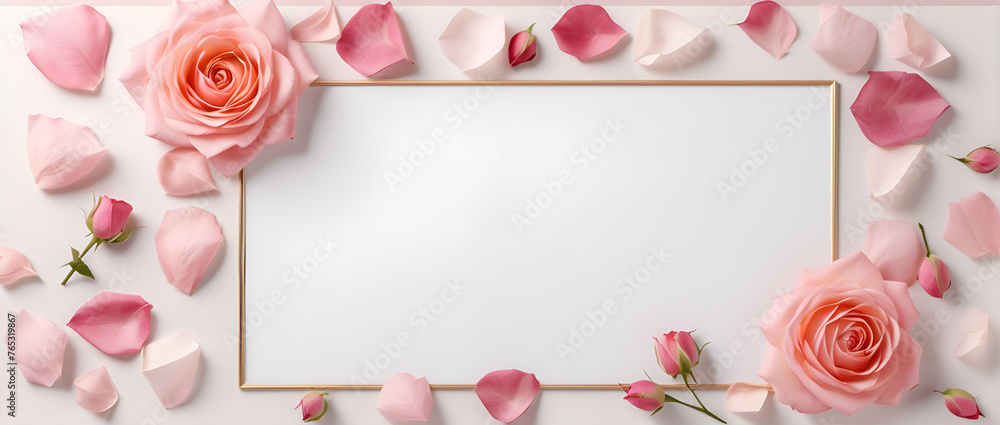 Rose petal frame border blank background c
