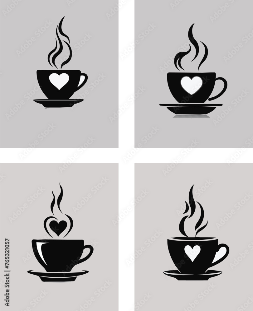 Obraz premium Set of cup of coffee logo