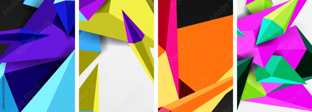 Triangle abstract concepts poster set with geometric minimal designs Triangle abstract concepts poster set with geometric minimal designs