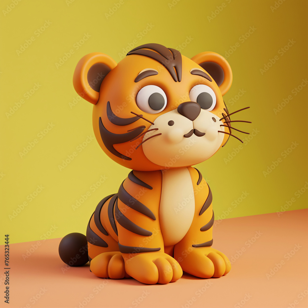3d rendering of cute tiger, 3D design of tiger in Year of the Tiger 3d rendering of cute tiger, 3D design of tiger in Year of the Tiger