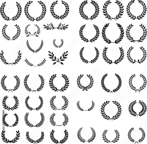 set of laurel wreath icon logo vector photo