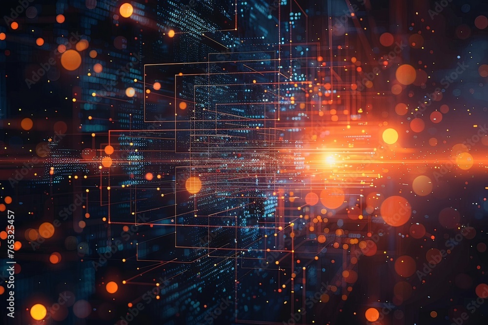 Obraz premium Digital Transformation, System Engineering and Programming Abstract Background