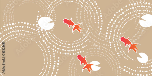 金魚　和柄　渦巻き　背景	