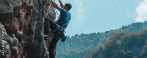Professional rock climbers are climbing high and dangerous cliffs