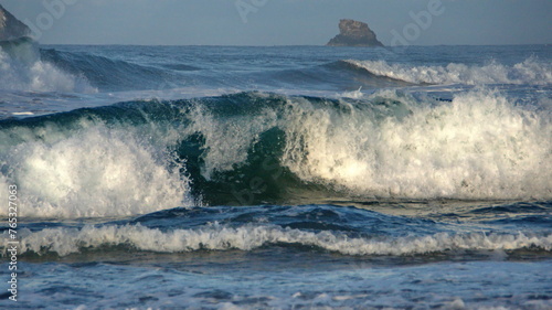Waves breaking on the beach in Zipolite, Mexico