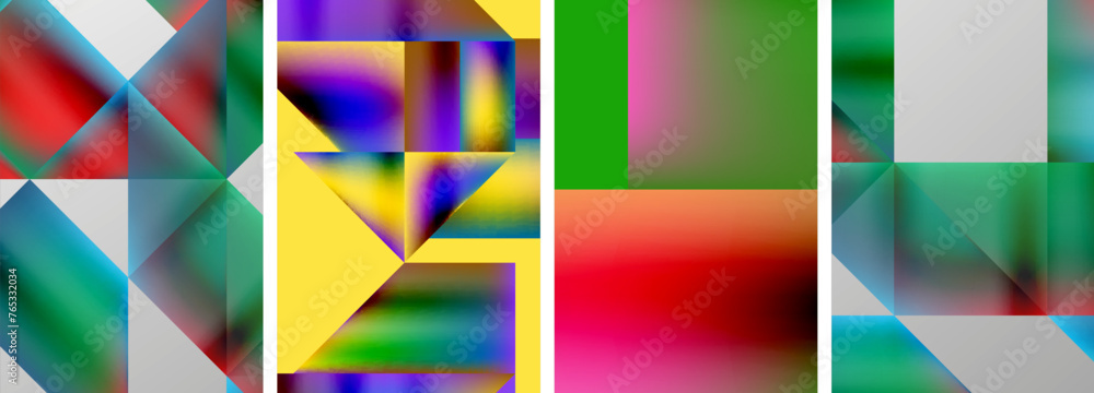 Set of colorful geometric posters - round shapes and circles with fluid color gradients. Abstract backgrounds for wallpaper, business card, cover, poster, banner, brochure, header, website Set of colorful geometric posters - round shapes and circles with fluid color gradients. Abstract backgrounds for wallpaper, business card, cover, poster, banner, brochure, header, website