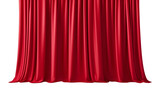 red theater curtains isolated on transparent background cutout