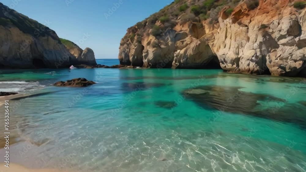 clear beach views with beautiful rock cliffs