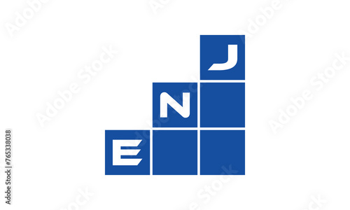 ENJ initial letter financial logo design vector template. economics, growth, meter, range, profit, loan, graph, finance, benefits, economic, increase, arrow up, grade, grew up, topper, company, scale photo