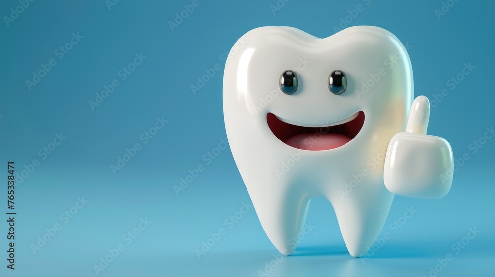 Funny smiling tooth showing thumb up, concept of teeth care Funny smiling tooth showing thumb up, concept of teeth care