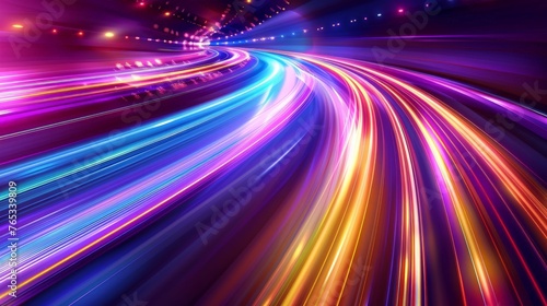 image of colorful light trails with motion blur effect, long time exposure.