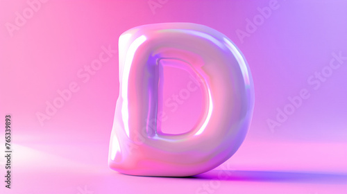 3D rendering letter D, 3d style decorated capital letter D