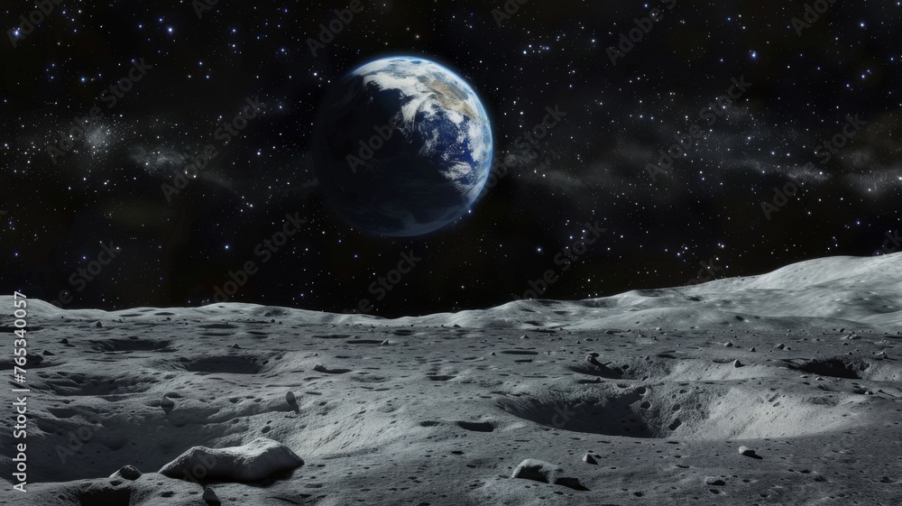 Earth view from the lunar surface - Breathtaking view of Earth from the ...