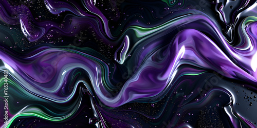 black green purple colorful 3D liquid background, generative ai