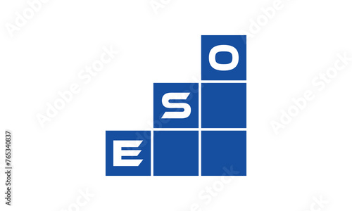 ESO initial letter financial logo design vector template. economics, growth, meter, range, profit, loan, graph, finance, benefits, economic, increase, arrow up, grade, grew up, topper, company, scale