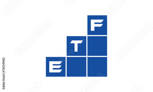 ETF initial letter financial logo design vector template. economics, growth, meter, range, profit, loan, graph, finance, benefits, economic, increase, arrow up, grade, grew up, topper, company, scale