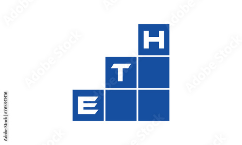 ETH initial letter financial logo design vector template. economics, growth, meter, range, profit, loan, graph, finance, benefits, economic, increase, arrow up, grade, grew up, topper, company, scale