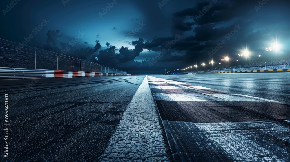 Race track finish line racing on night - obrazy, fototapety, plakaty 