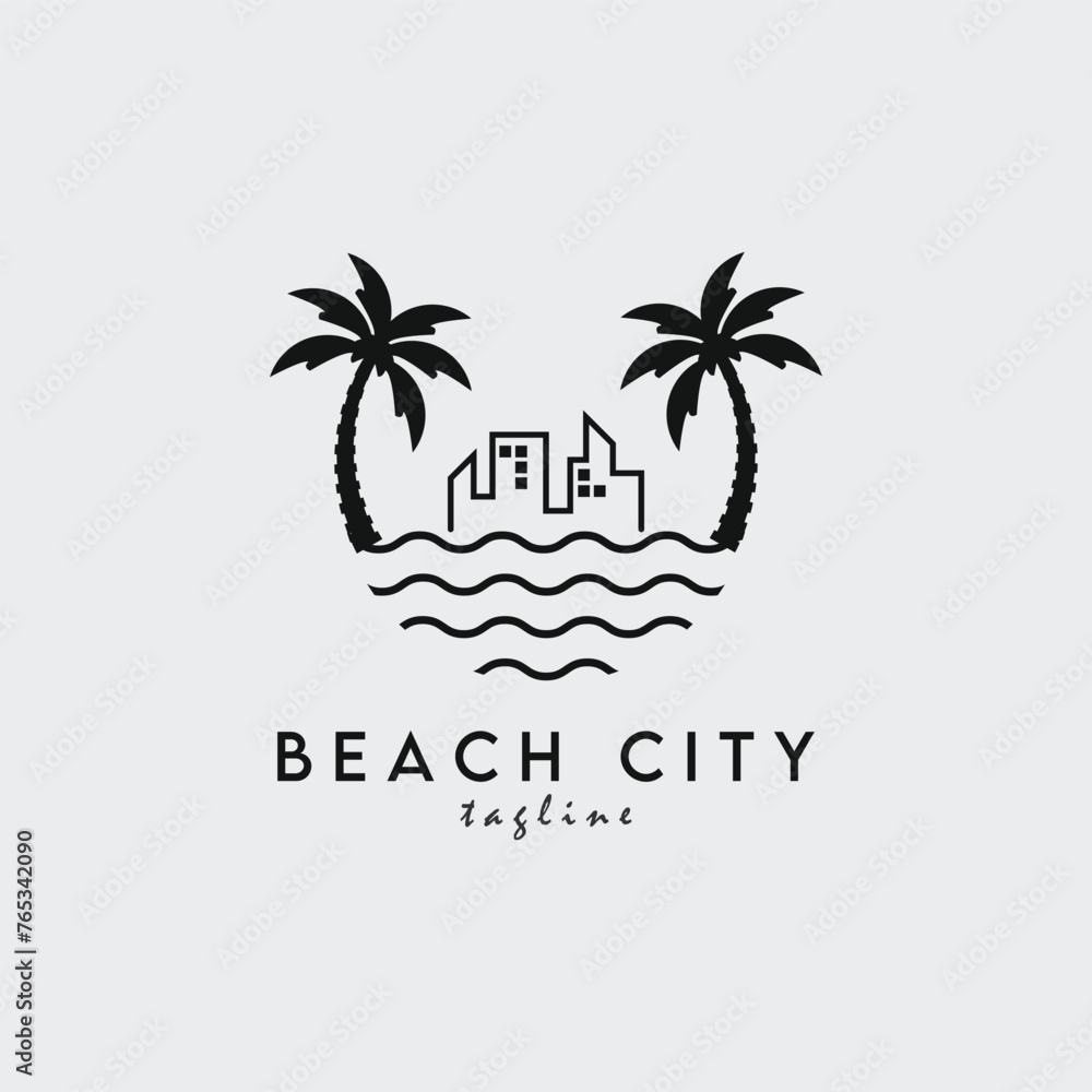 beach city logo vector illustration design