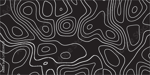 Black and white abstract background Abstracts Topographic map and white lines, contour background, Vector contour topographic map background. Topography Animation Motion. Slowly moving colorful lines.