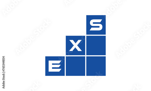 EXS initial letter financial logo design vector template. economics, growth, meter, range, profit, loan, graph, finance, benefits, economic, increase, arrow up, grade, grew up, topper, company, scale photo