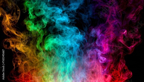 abstract background with smoke heading up illuminated by multicolored neon light effect mystic fume colorful magic steam on a black background smoke pattern
