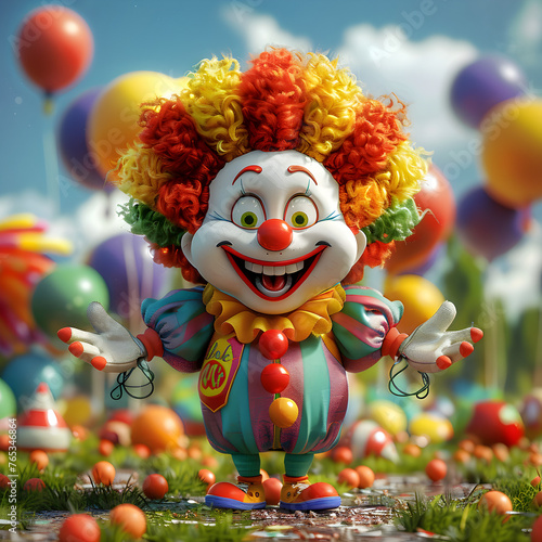 Adorable clown 3D illustration bringing fun and laughter on April Fools Day.
