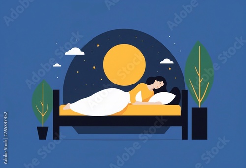 vector person sleeping in bed