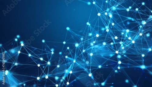abstract futuristic molecules connection technology background with polygonal shapes on dark blue background digital technology concept