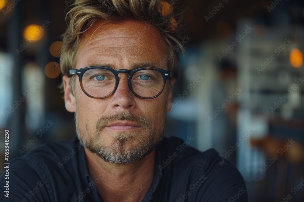 A man with glasses and a friendly smile in a comfortable indoor setting. A man with glasses and a friendly smile in a comfortable indoor setting.