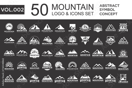 Set of abstract mountain logo design template. Vector illustration