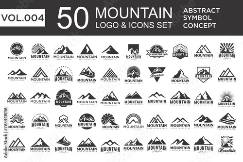 Set of abstract mountain logo design template. Vector illustration