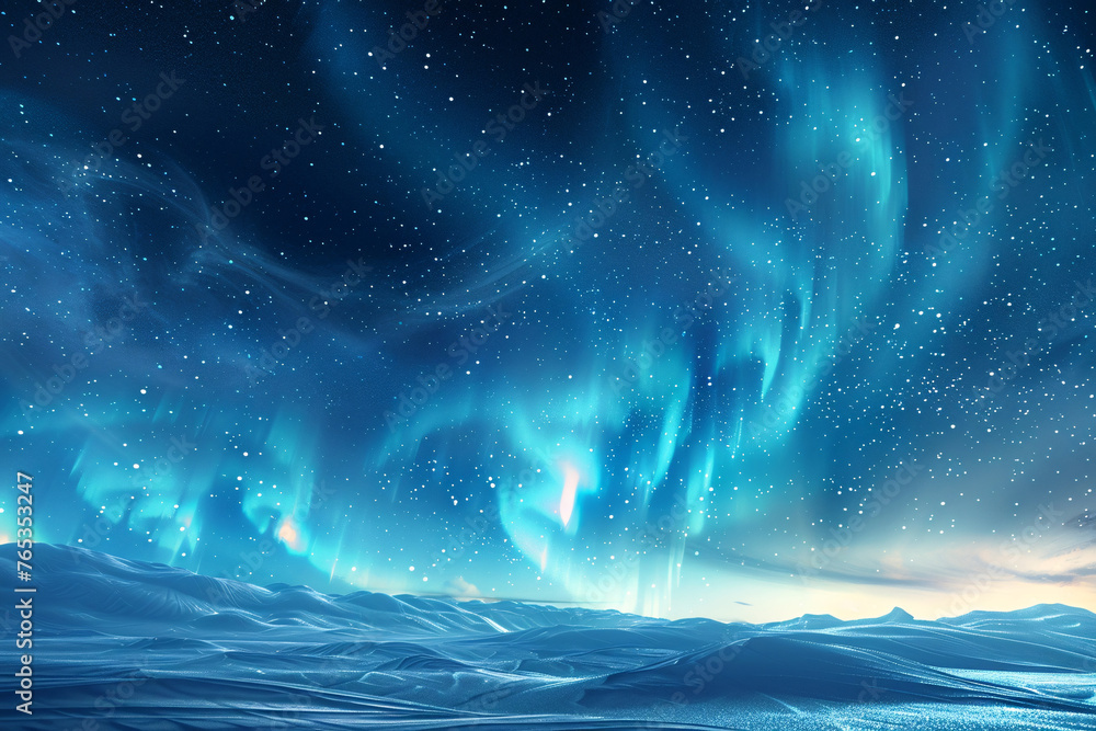 Aurora in the night sky, Northern Lights landscape background, Arctic region bright light starry sky background Aurora in the night sky, Northern Lights landscape background, Arctic region bright light starry sky background
