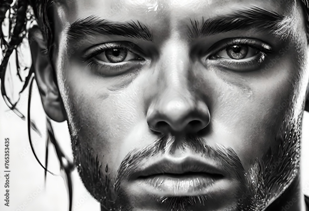 photo realistic illustration of a handsome serious intense white caucasian male man model photo realistic illustration of a handsome serious intense white caucasian male man model