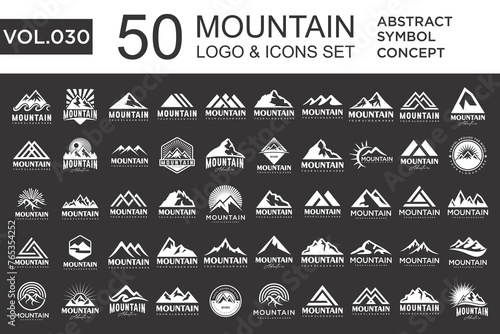 Set of abstract mountain logo design template. Vector illustration photo